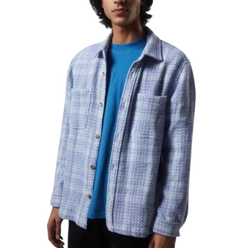 Urban Outfitters UO Check Twill Work Overshirt M Unisex Woven Textured Layering